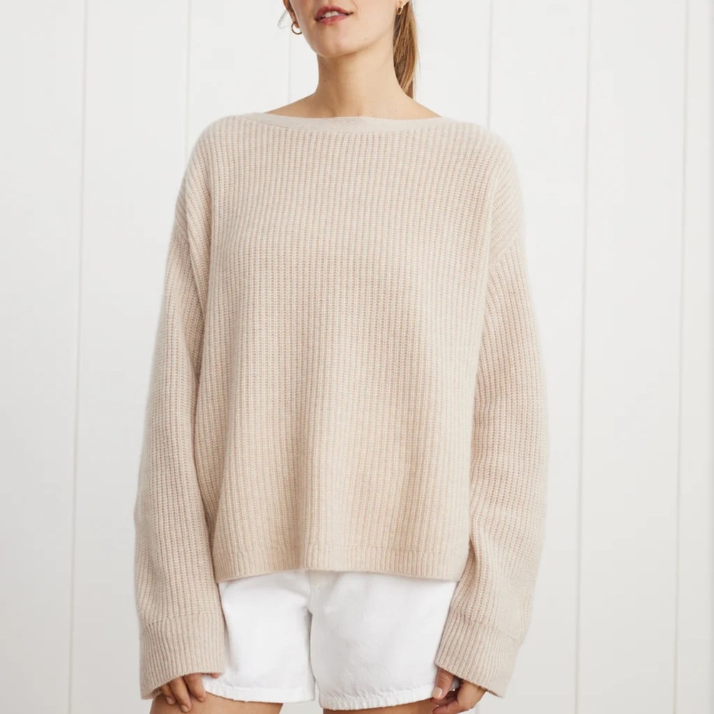 Jenni Kayne Oatmeal Boatneck Sweater Sz S EXCELLENT CONDITION